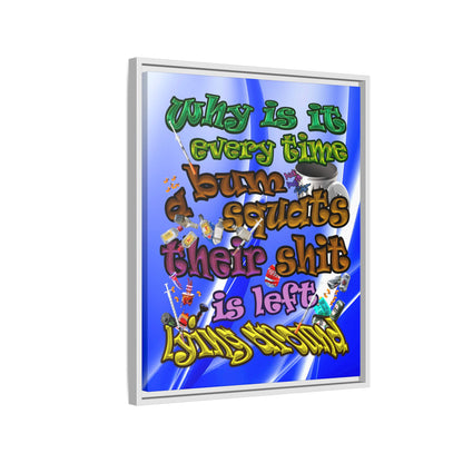 the bum's shit - framed canvas art (blue-white wave)
