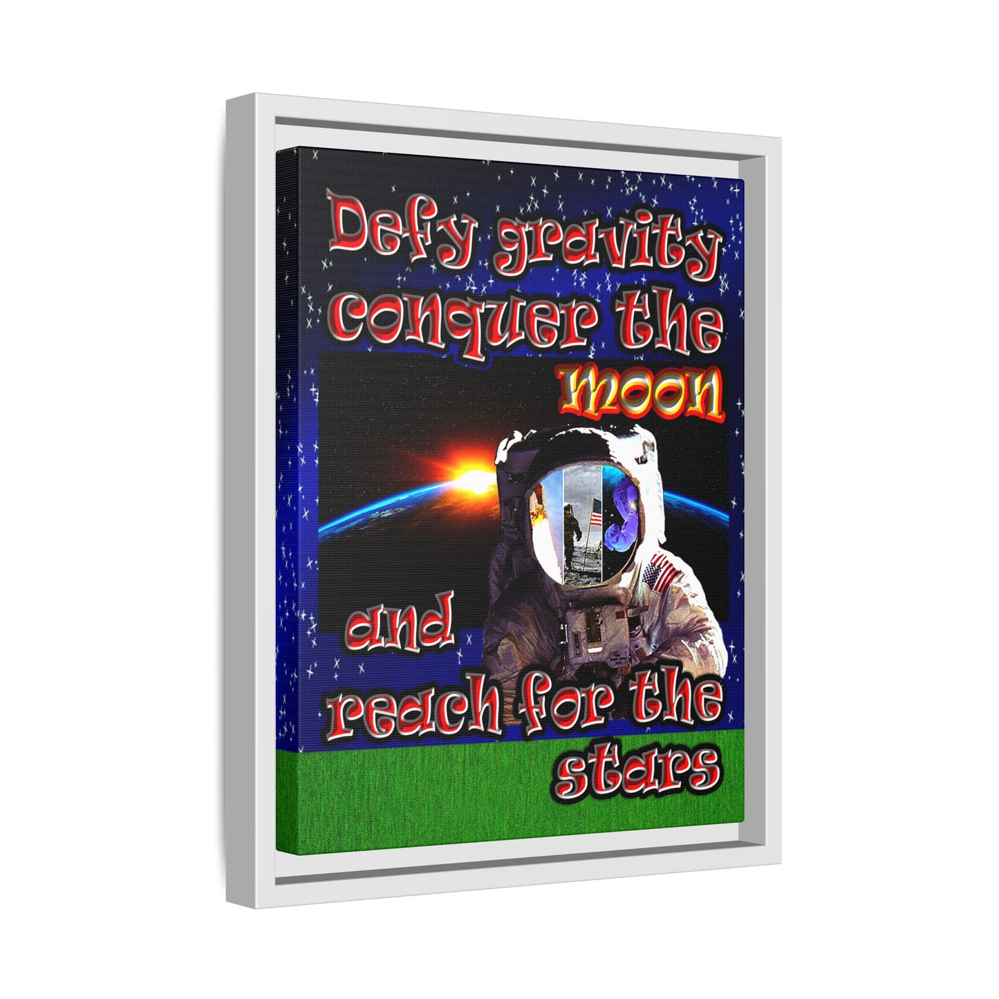 defy conquer reach - framed canvas art ('snoops' background)
