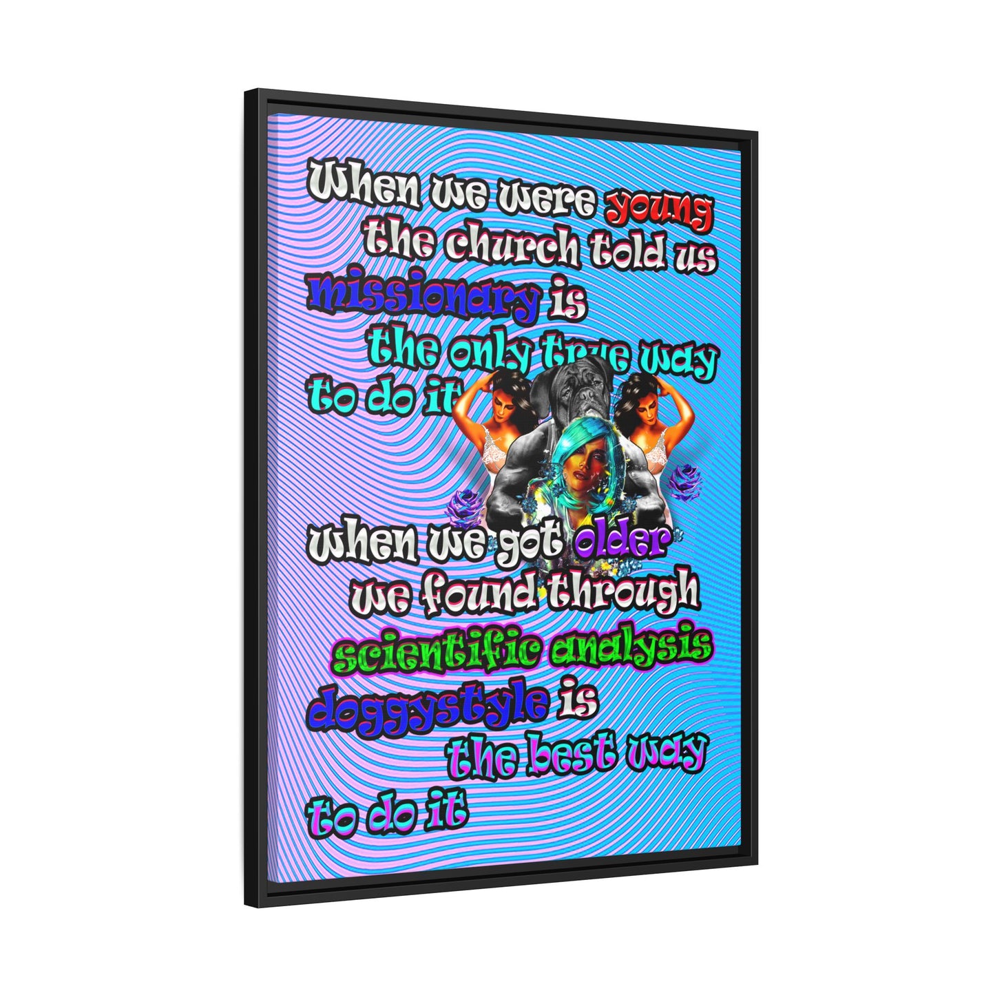 doggystyle - framed canvas art (light blue-purple wave)