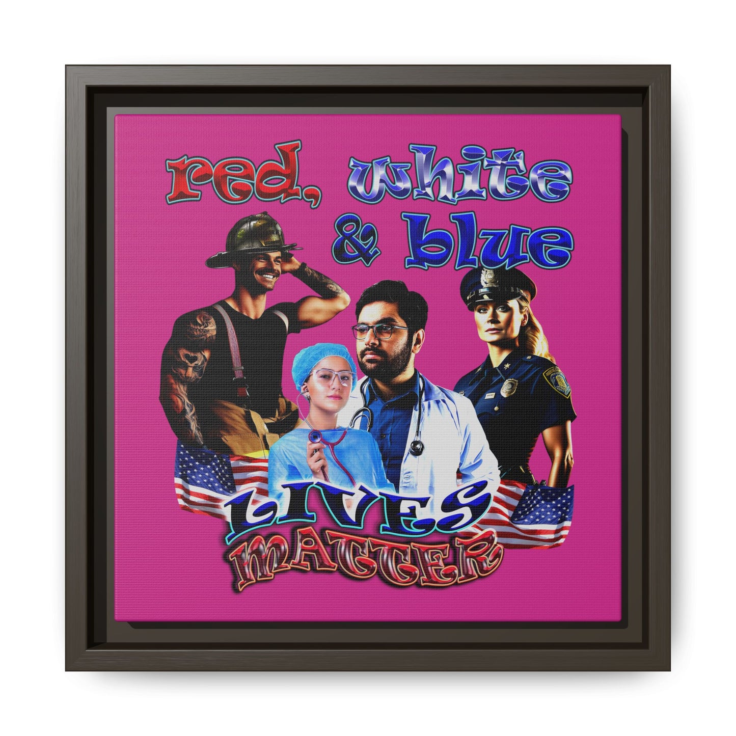 rw&b lives matter - framed canvas art (pink)