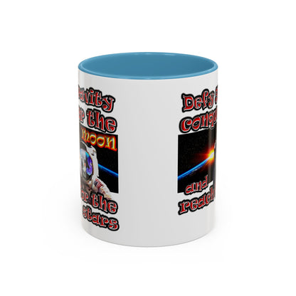 defy conquer reach - Accent Mug (white)