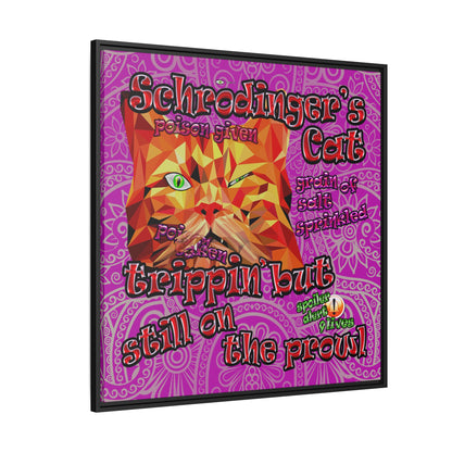 schrodinger's cat - framed canvas art (pink swirl)