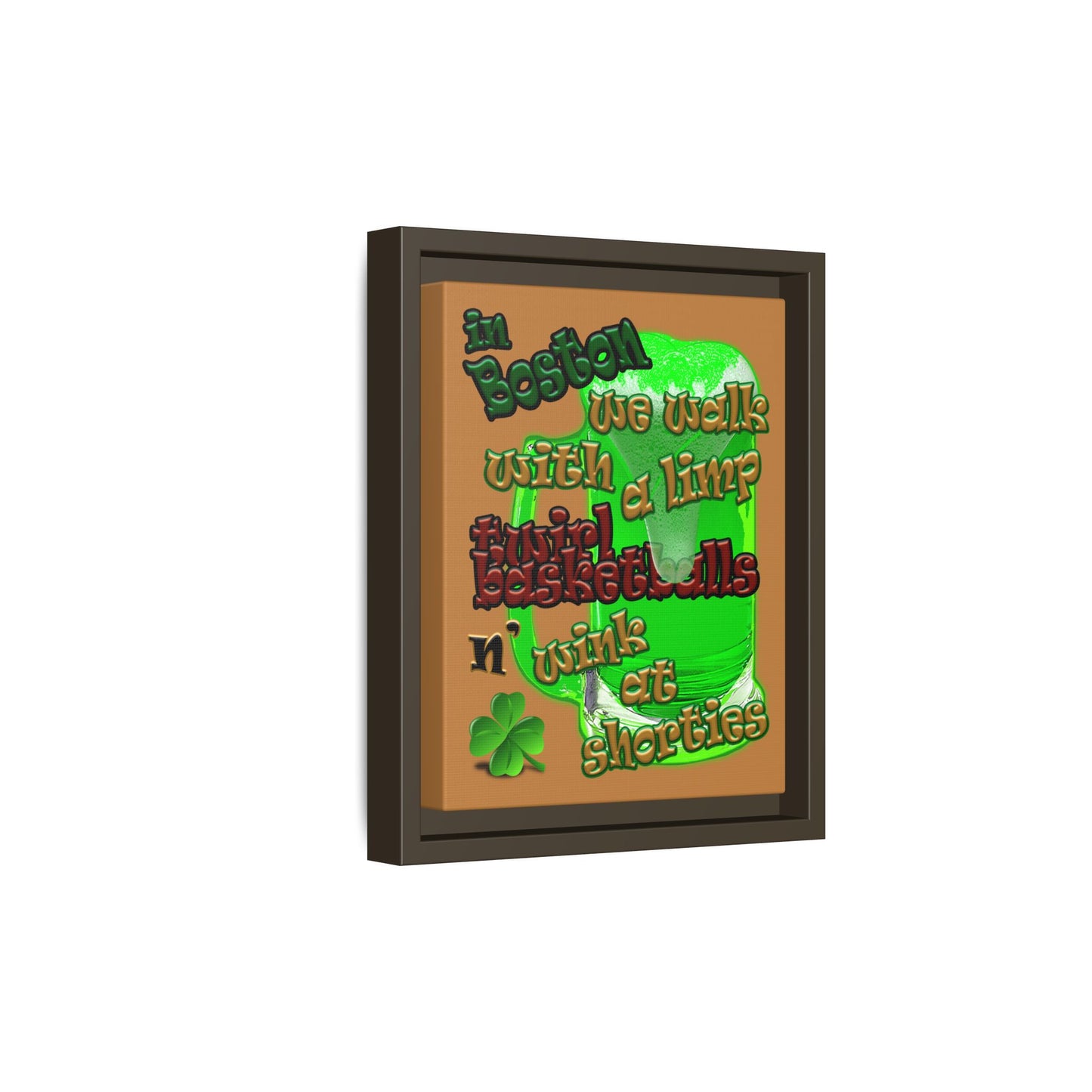 celtics logo - framed canvas art (light brown)