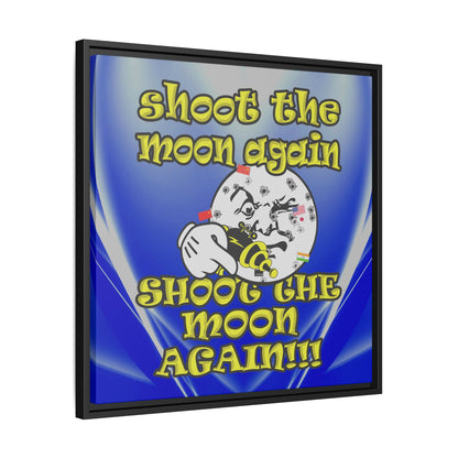 shoot the moon again - framed canvas art (blue-white wave)