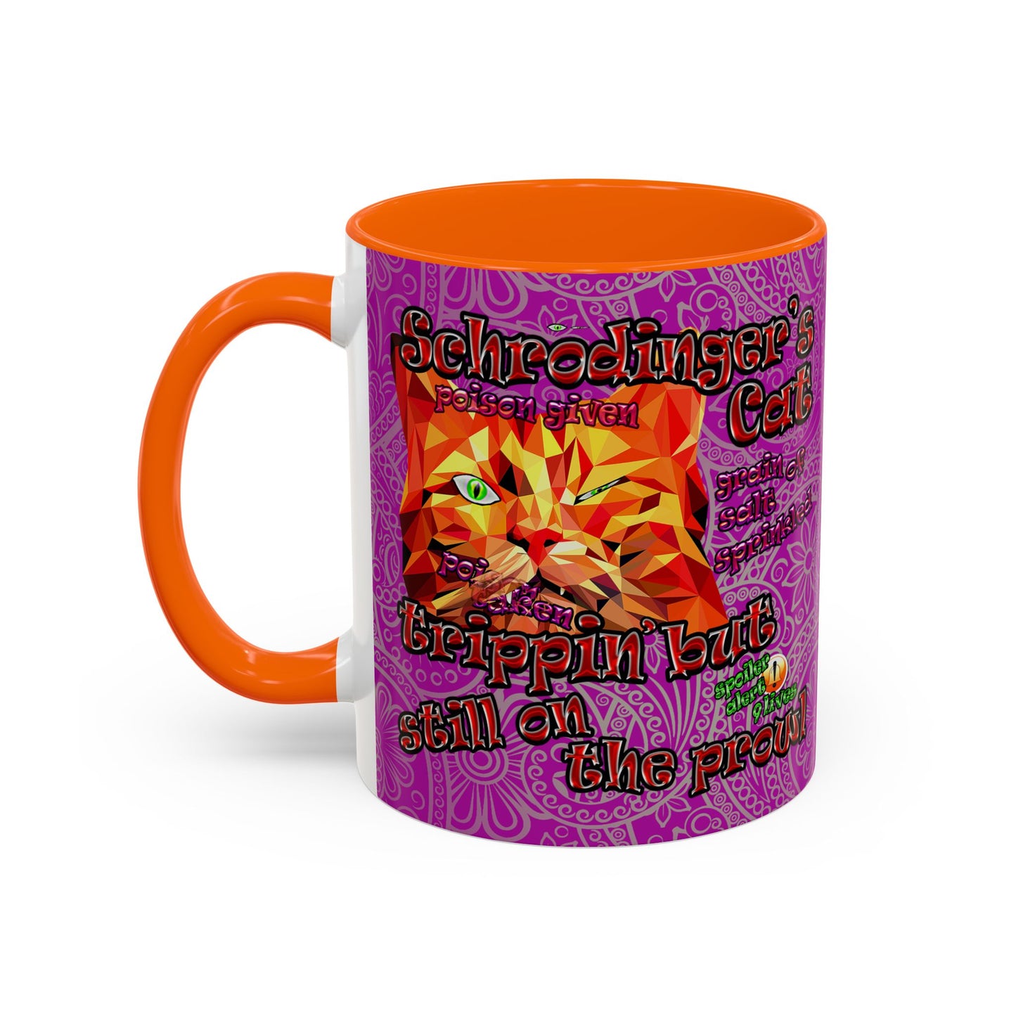 schrodinger's cat - Accent Mug (pink swirl)