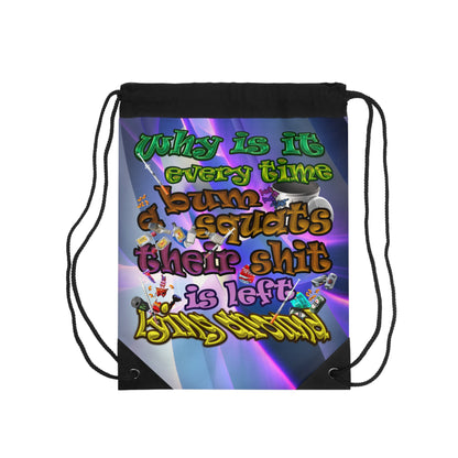 the bum's shit - Drawstring Bag (grey-pink wave)