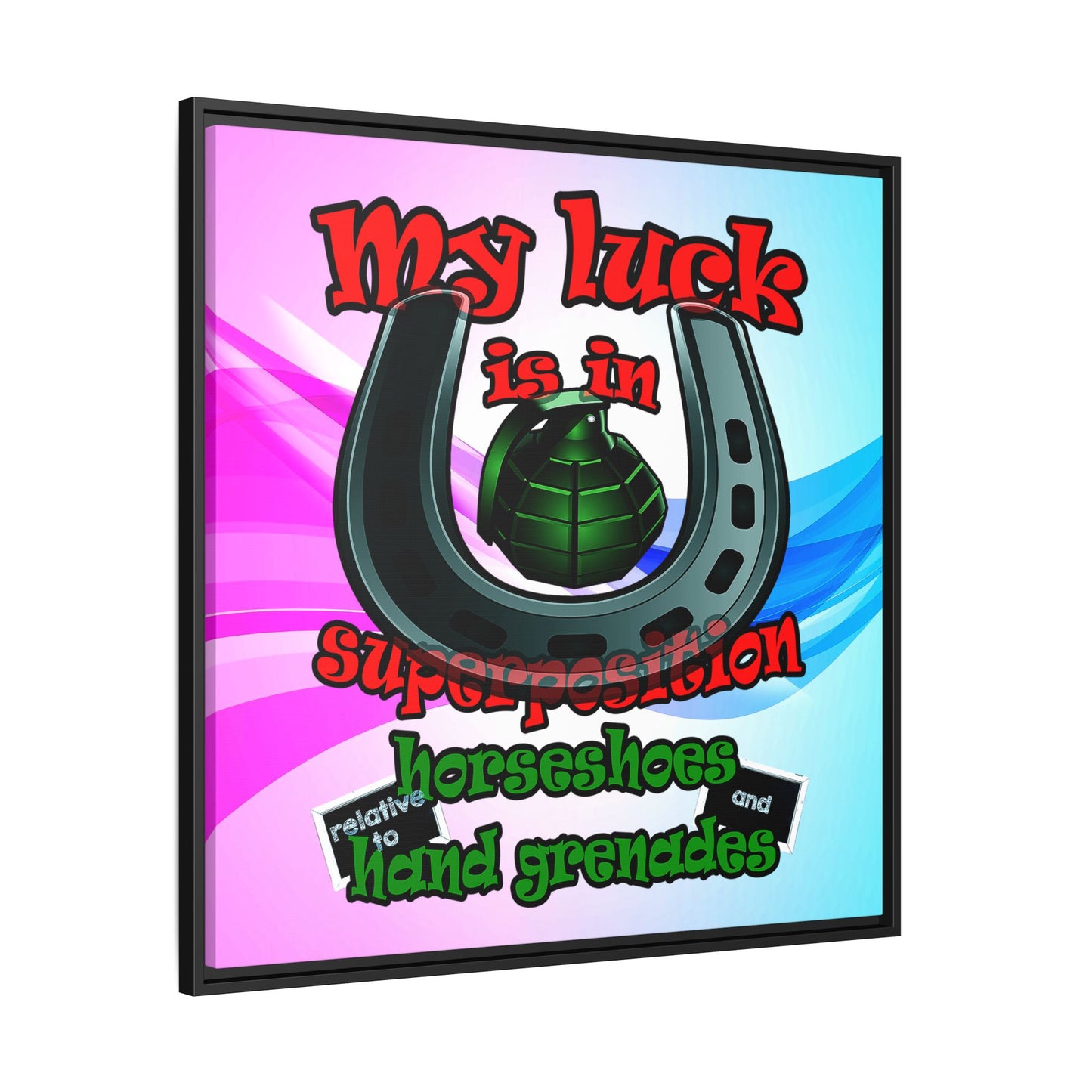 my luck - framed canvas art (light blue-pink wave)