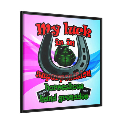 my luck - framed canvas art (light blue-pink wave)