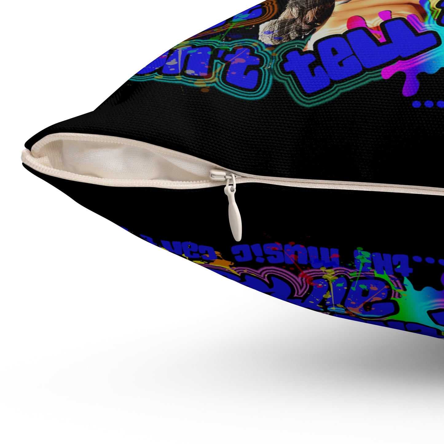 drop the beat - Spun Polyester Square Pillow - (black)