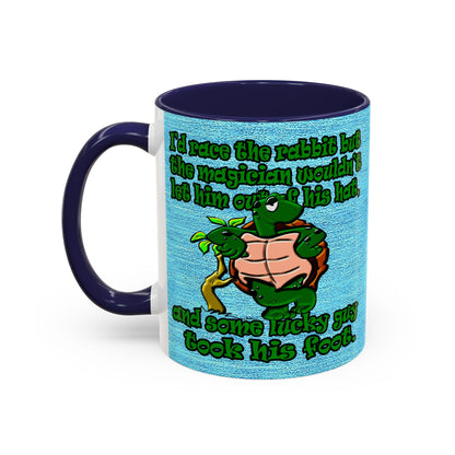 turtle race - Accent Mug (faded dark blue)