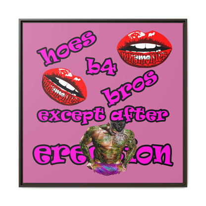 hoes b4 bros - framed canvas art (light pink)