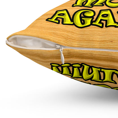 shoot the moon again - Spun Polyester Square Pillow - (butterscotch wood finish)