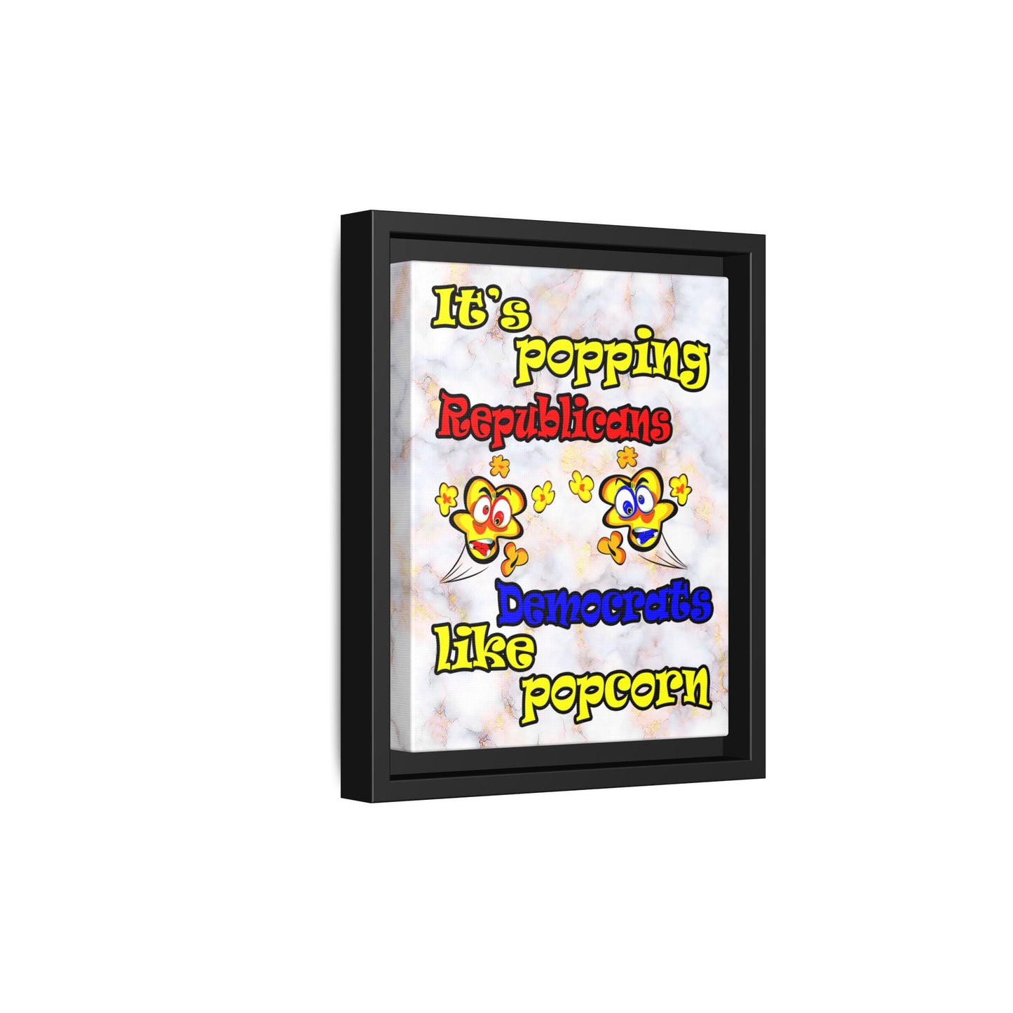 popping like popcorn - framed canvas art (white marble)