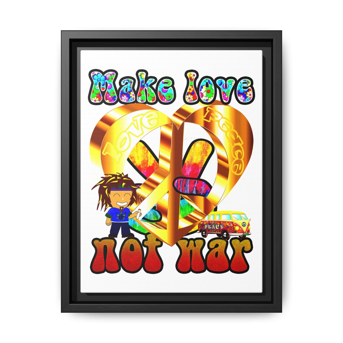 love peace - framed canvas art (white)