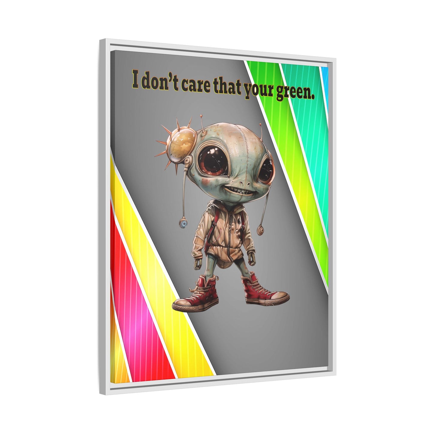 I don't care that your green - framed canvas art (rainbow split)