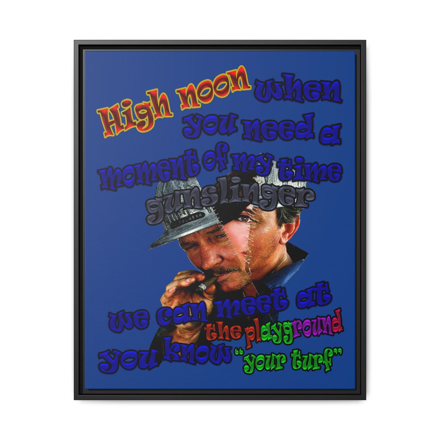 high noon - framed canvas art (dark blue)