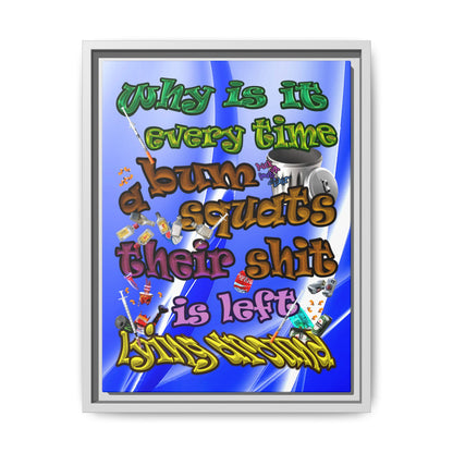 the bum's shit - framed canvas art (blue-white wave)