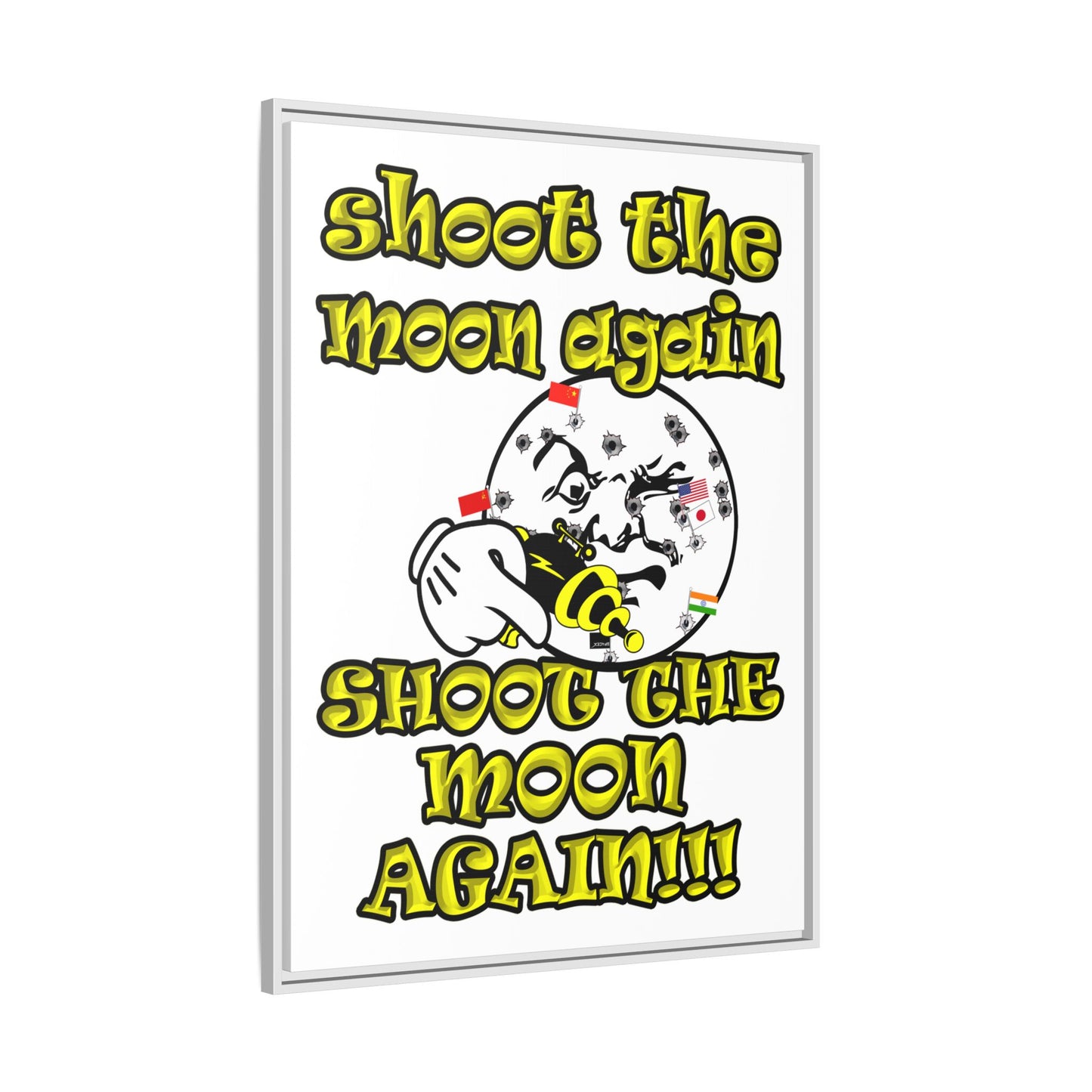 shoot the moon again - framed canvas art (white)