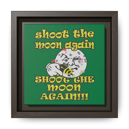 shoot the moon again - framed canvas art (dark green)