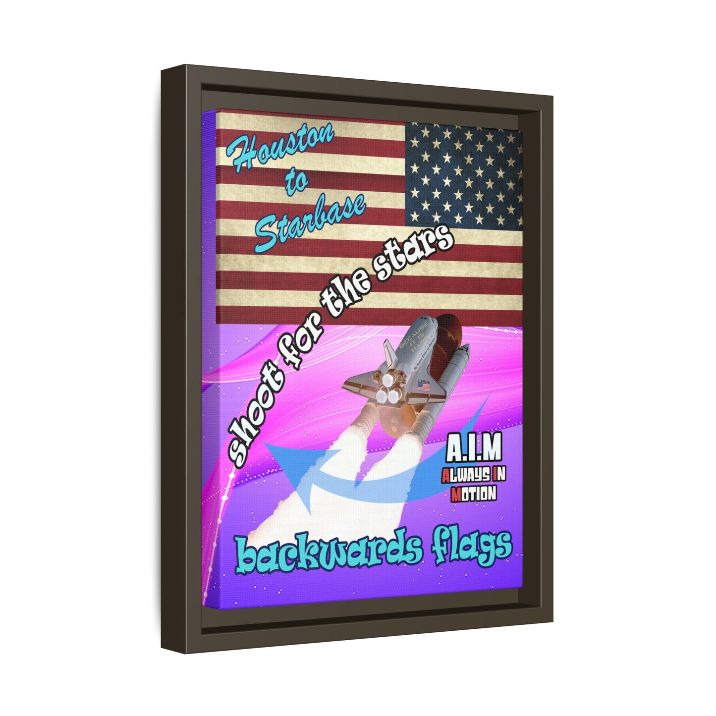 shoot for the stars - framed canvas art (purple-pink wave)