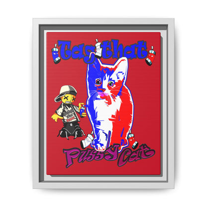 tag that - framed canvas art (dark red)