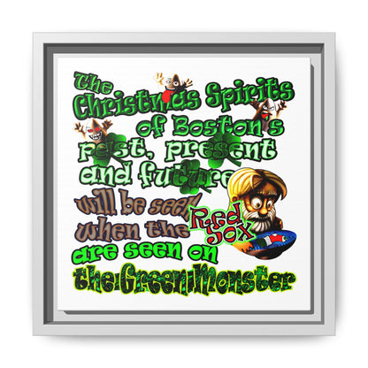 christmas spirits of boston - framed canvas art (white)