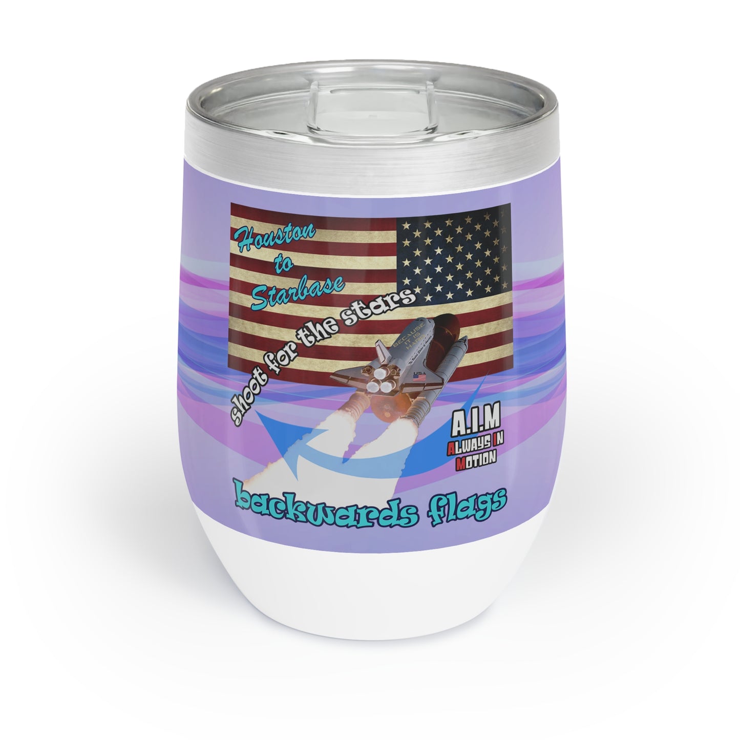 shoot for the stars - Chill Wine Tumbler (light blue-pink wave)