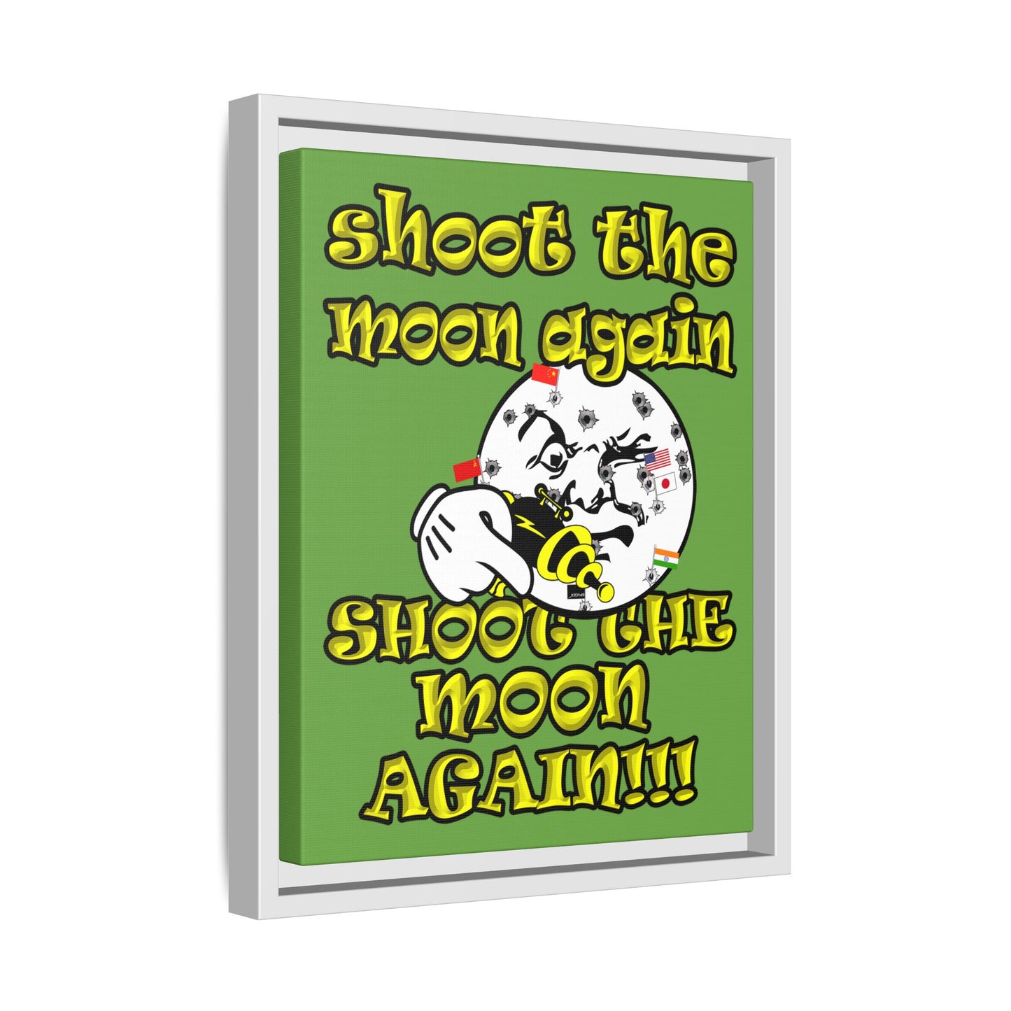 shoot the moon again - framed canvas art (green)