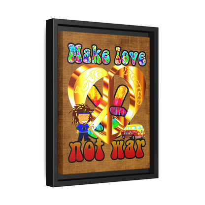 love peace - framed canvas art (brown papyrus)
