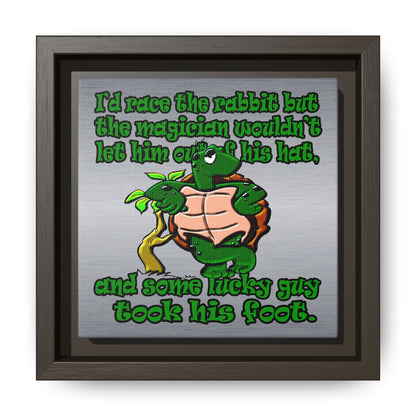 turtle race - framed canvas art (brushed nickel)