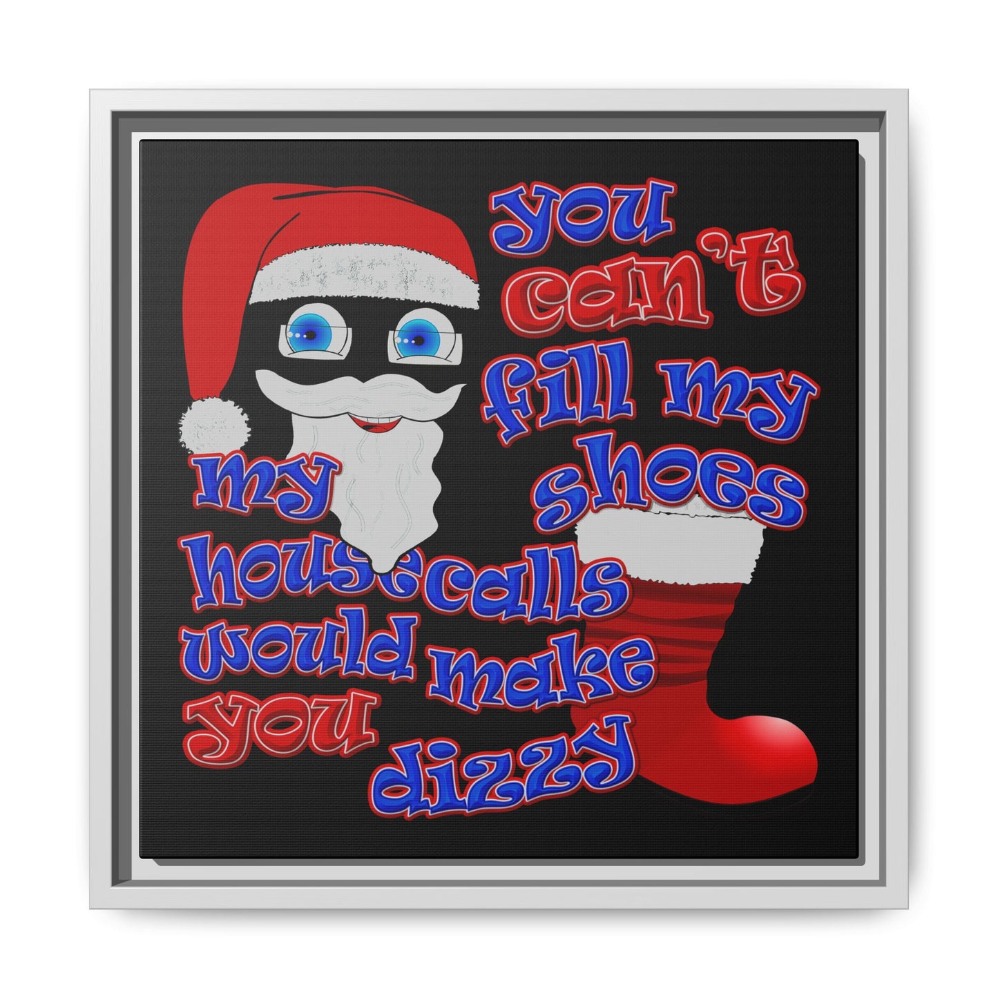 santa's shoes - framed canvas art (black)