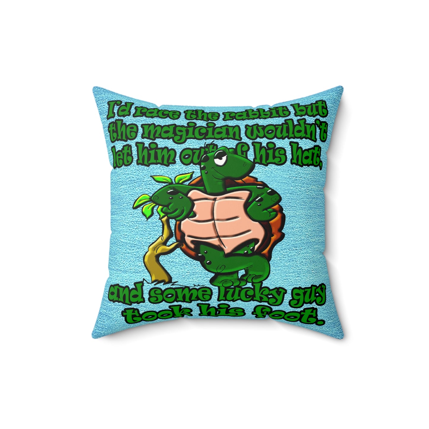 turtle race - Faux Suede Square Pillow - (faded dark blue)