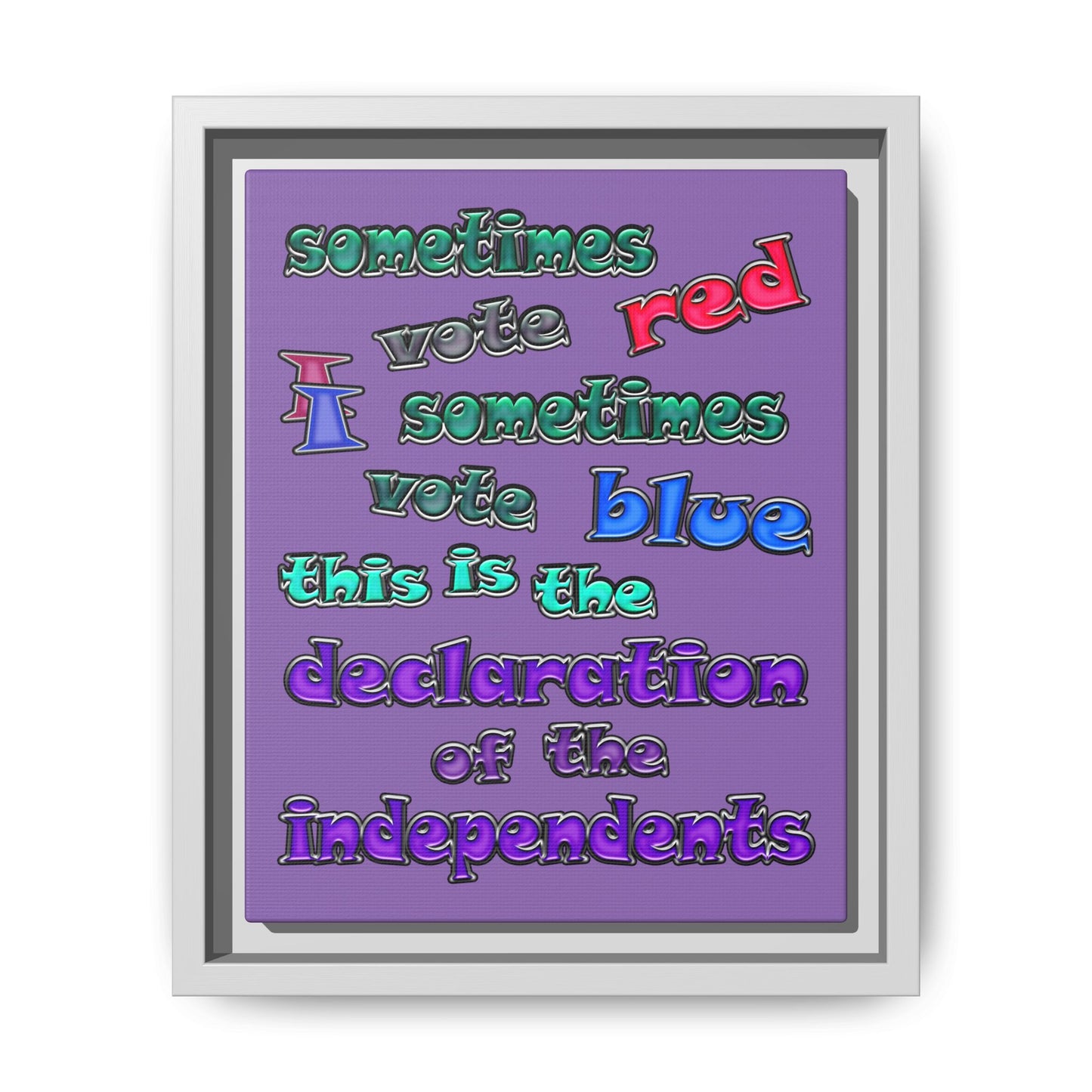 declaration of the independents - framed canvas art (light purple)