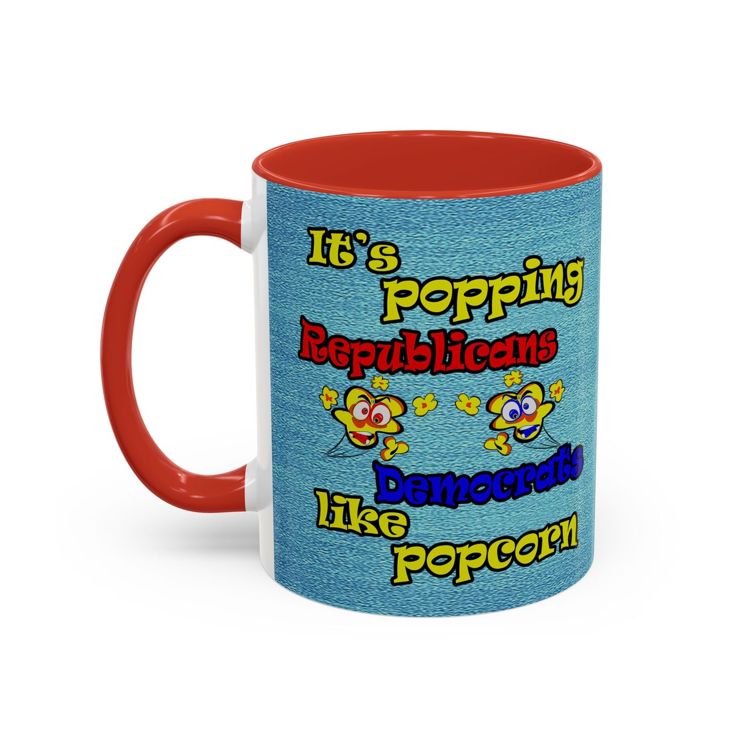 popping like popcorn - Accent Mug (faded dark blue)