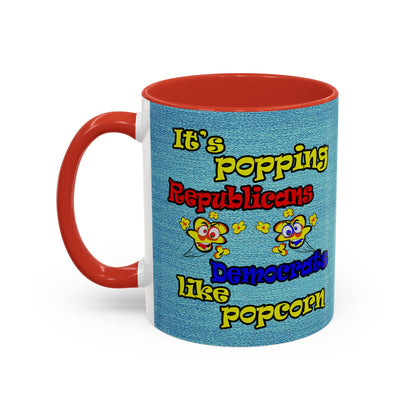 popping like popcorn - Accent Mug (faded dark blue)