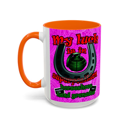my luck - Accent Mug (pink swirl)