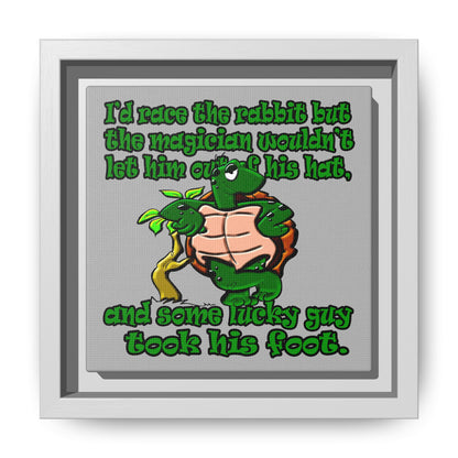 turtle race - framed canvas art (light grey)