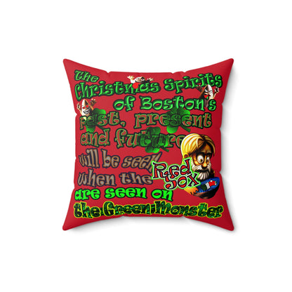 christmas spirits of boston - Faux Suede Square Pillow - (dark red)