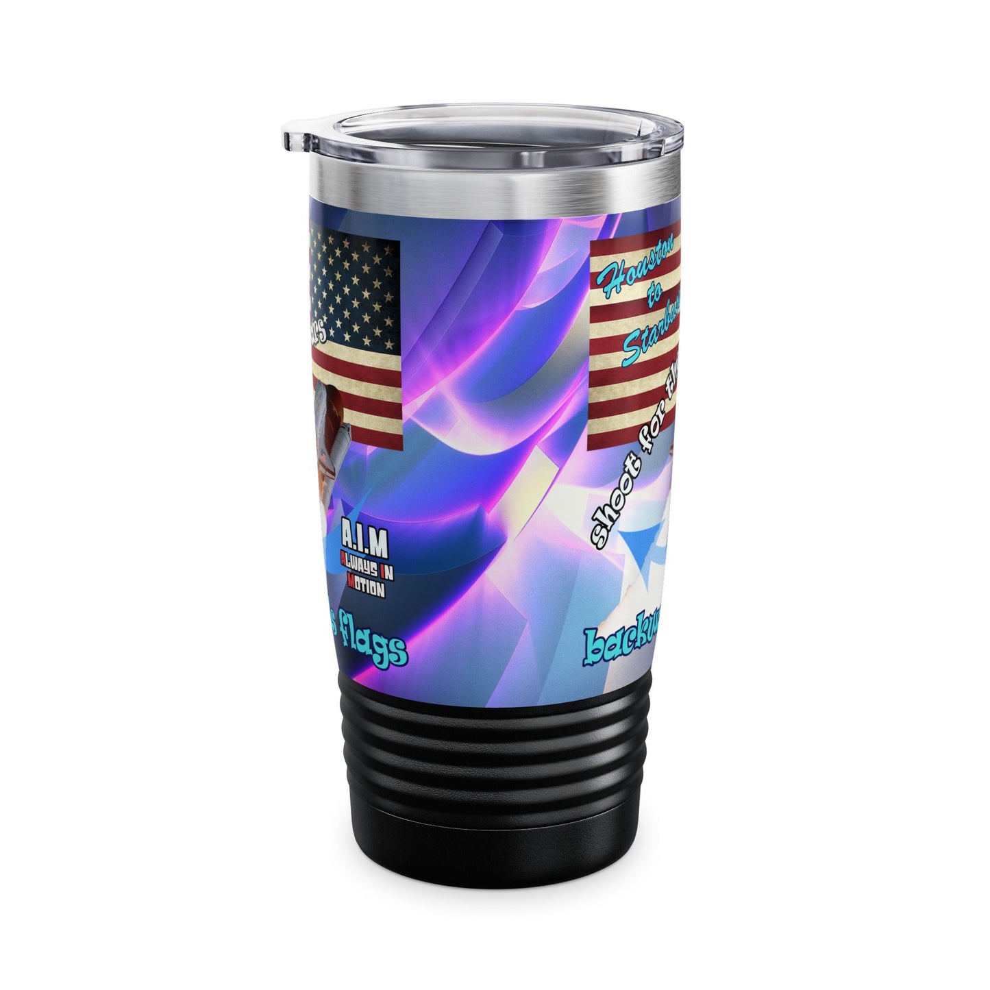 shoot for the stars - Ringneck Tumbler, 20oz (grey-pink wave)
