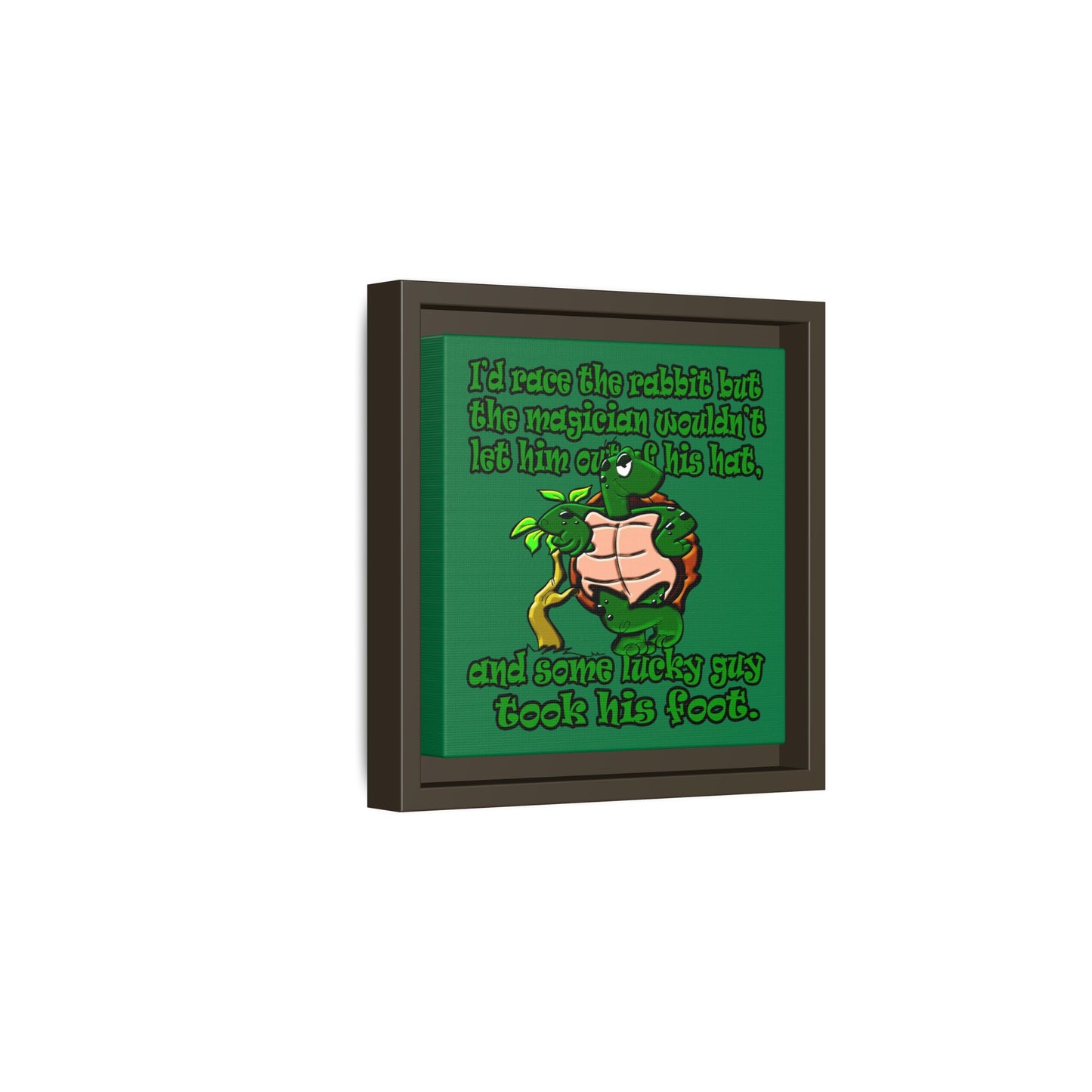 turtle race - framed canvas art (dark green)
