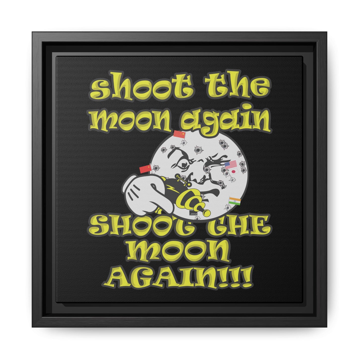 shoot the moon again - framed canvas art (black)