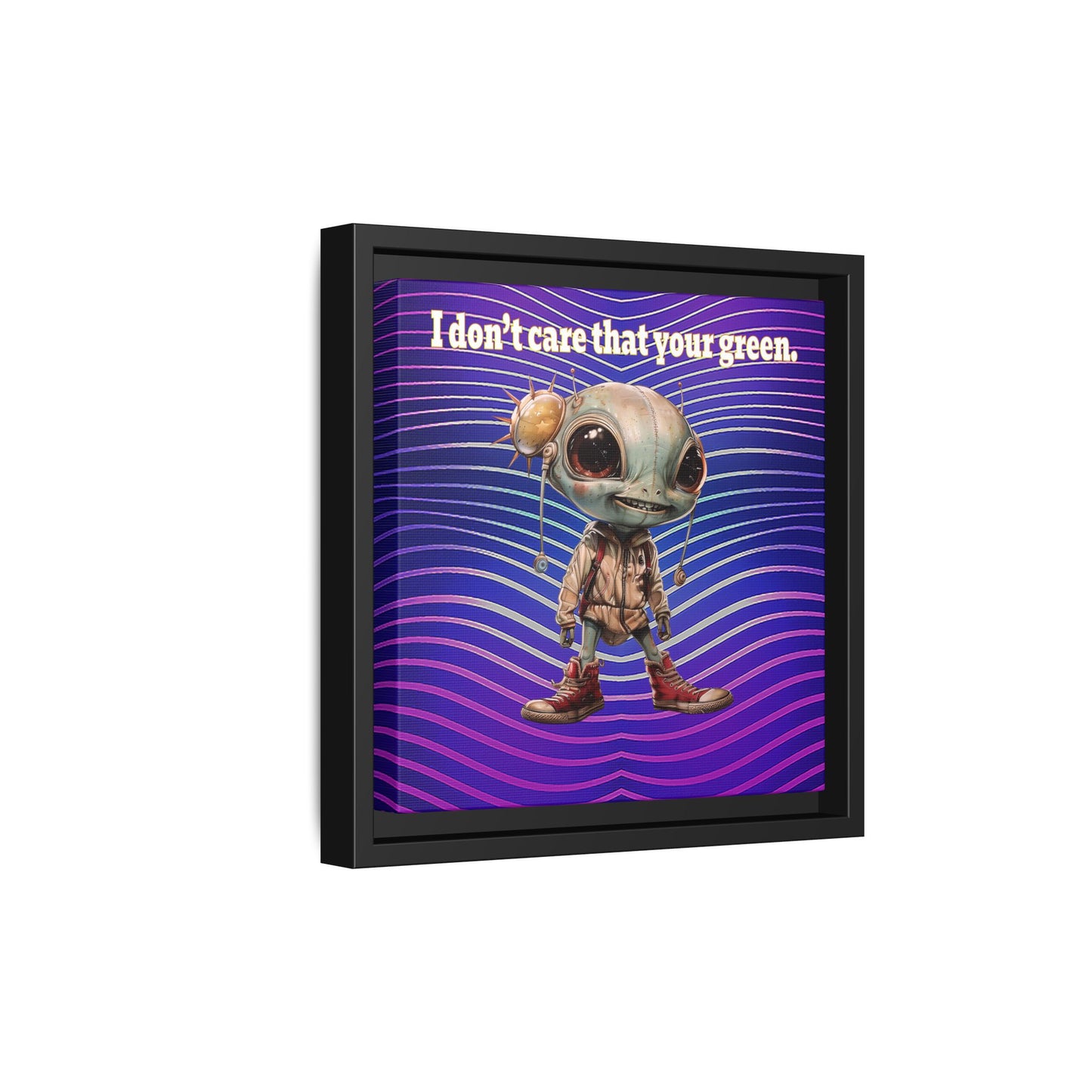 I don't care that your green - framed canvas art (purple wave)
