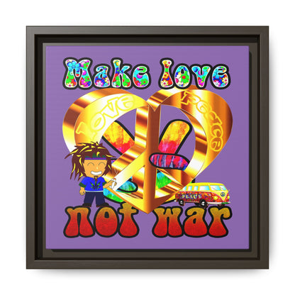 love peace - framed canvas art (light purple)