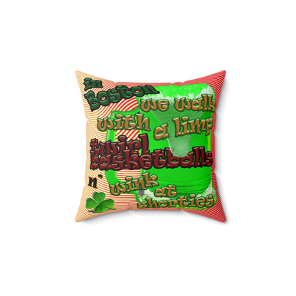 celtics logo - Spun Polyester Square Pillow - (yellow-orange wave)