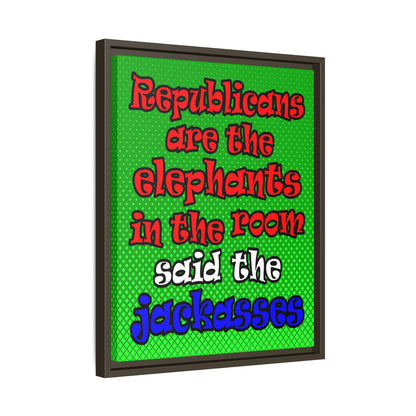 donkeys and elephants - framed canvas art (logo green)