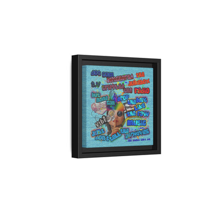 drop the beat - framed canvas art (faded blue)