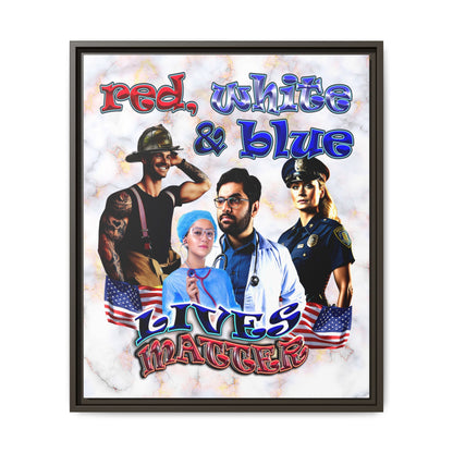 rw&b lives matter - framed canvas art (white marble)