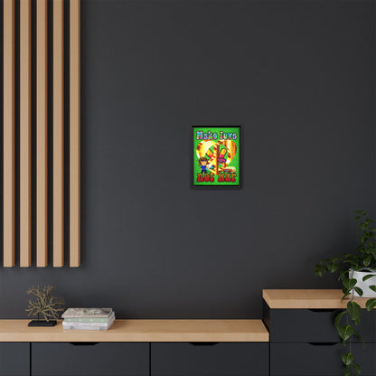 love peace - framed canvas art (green turf)