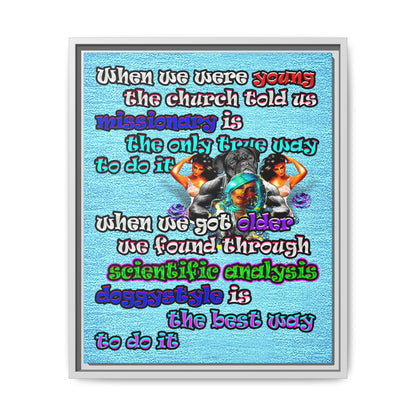 doggystyle - framed canvas art (faded blue)