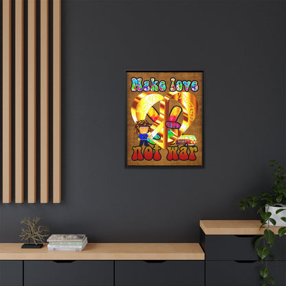 love peace - framed canvas art (brown papyrus)